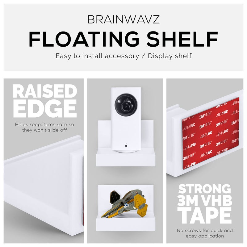 BRAINWAVZ Screwless 4" Universal Shelf for Cloud Security Camera, Baby Monitor, Small Speakers, Electronics & More, No Tools, VHB Tape Strong Adheasive, Easy to Install by Brainwavz (White) - Image 3